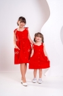 Vestido Botões Vermelho Bordado
