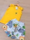 Conjunto Amarelo Animais Regata
