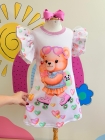 Vestido Trapézio Ursinho Patins
