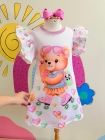 Vestido Trapézio Ursinho Patins