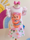Vestido Trapézio Ursinho Patins
