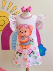 Vestido Trapézio Ursinho Patins
