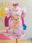 Vestido Trapézio Ursinho Floral
