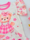 Conjunto Ursinha Laço Rosa