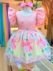 Vestido Rosa Ursinha Patins