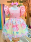 Vestido Rosa Ursinha Patins