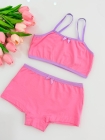 Kit Top + Calcinha Boxer Rosa Chiclete Juvenil