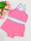Kit Top + Calcinha Boxer Rosa Chiclete Juvenil