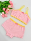 Kit Top + Calcinha Boxer Rosa Claro Juvenil