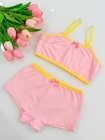 Kit Top + Calcinha Boxer Rosa Claro Juvenil