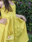 Vestido Bot&otilde;es Mostarda Bordaado
