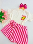 Conjunto Short Saia Lemonn Rosa (Premium)