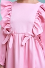 Vestido Manga Longa Rosa Beb&ecirc;