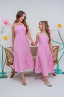 Kit Vestidos Listras Rosa - M&atilde;e & Filha 