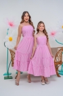 Kit Vestidos Listras Rosa - M&atilde;e & Filha 