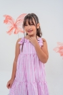 Vestido Listras Rosa