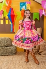 Vestido Junino Xadrez Maria Flor Verde c/ Laranja (NA)