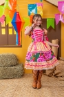 Vestido Junino Xadrez Maria Flor Verde c/ Laranja (NA)