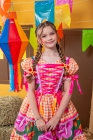 Vestido Junino Xadrez Maria Flor Verde c/ Laranja (NA)