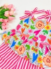 Conjunto Flores Listras Rosa