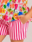 Conjunto Flores Listras Rosa