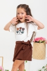 Conjunto Short Saia Marrom Tulipa 