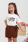 Conjunto Short Saia Marrom Tulipa 