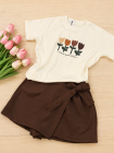 Conjunto Short Saia Marrom Tulipa 