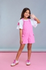Jardineira Valentina Jeans Rosa 