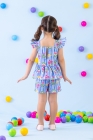 Conjunto Listra Azul Flores