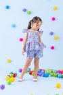 Conjunto Listra Azul Flores