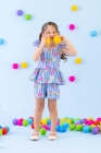 Conjunto Listra Azul Flores