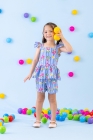 Conjunto Listra Azul Flores