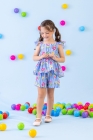 Conjunto Listra Azul Flores