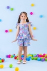 Conjunto Listra Azul Flores