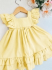 Vestido Luxo 1 ano Baby Amarelo Manteiga (Premium)