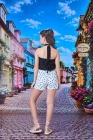Conjunto Batinha Bolinha Preto Juvenil