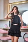Conjunto Babado Preto Juvenil