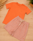 Conjunto Linho Listras Laranja
