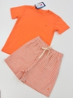 Conjunto Linho Listras Laranja