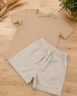 Conjunto Linho Listras Nude
