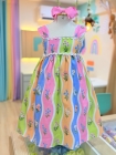 Vestido Listras Flores Color