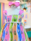 Vestido Listras Flores Color