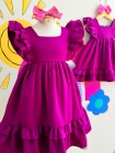 Vestido Luxo Baby 1 ano Fucsia (Premium)