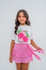 Conjunto Short Saia Cereja Rosa 