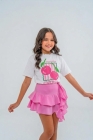 Conjunto Short Saia Cereja Rosa 