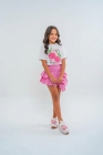 Conjunto Short Saia Cereja Rosa 