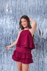 Conjunto Babado Vinho Juvenil